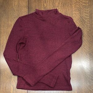 Forever 21 Maroon Ribbed Turtleneck Top